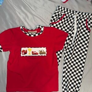 SDS “Cars” smocked jogger set VGUC 4T